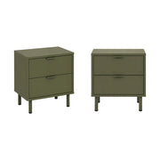 Set di 2 comodini decorativi in legno e metallo, 2 cassetti, verde