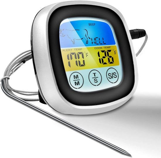 Termometro per carne digitale con grande schermo LCD per cucina e BBQ