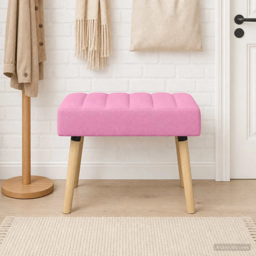 Panchina trapuntata a canale Rosa 60 x 40 x 45 cm Tessuto 42038471