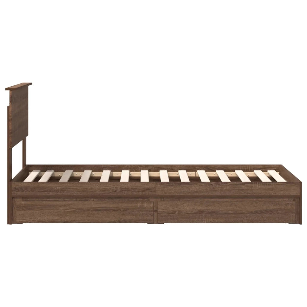Letto con Contenitore con testiera Rovere Marrone 75 x 190 cm 3410853