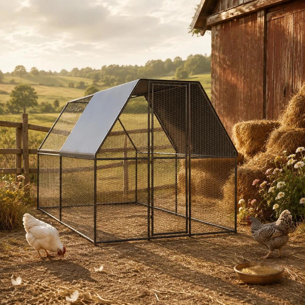 Outdoor Chicken Coop 2x4x2 M Galvanized Steel
