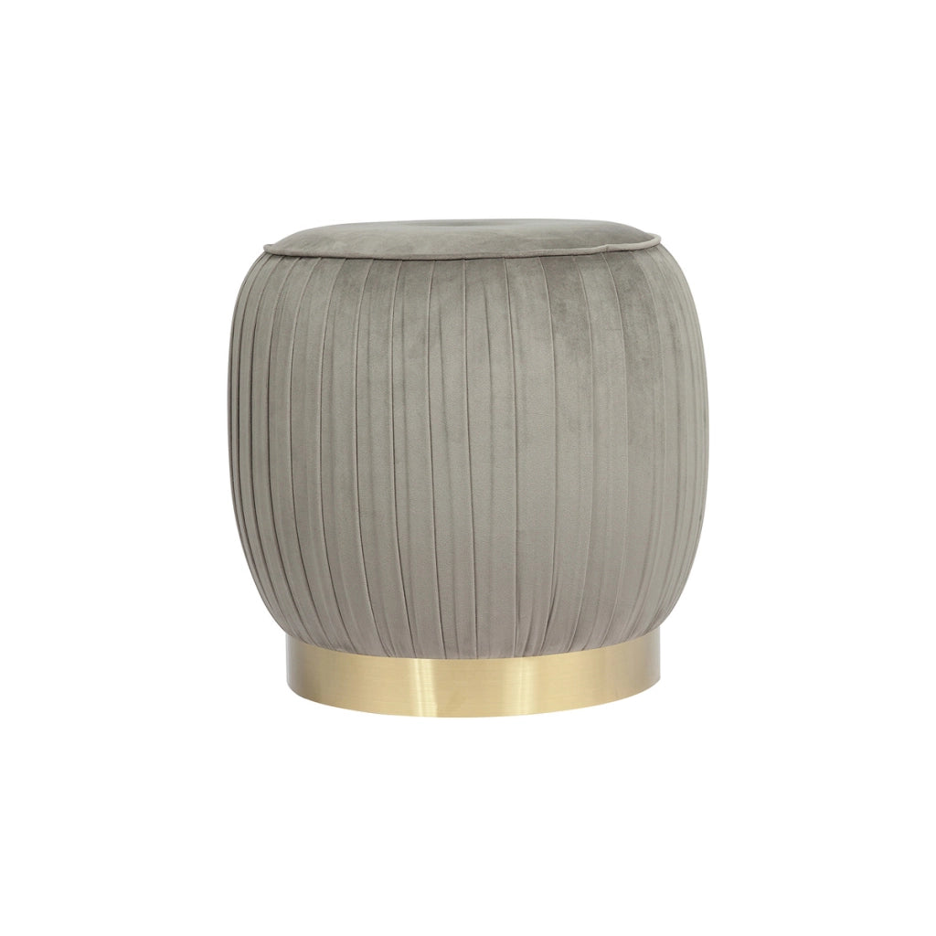 Pouf contenitore Lyla in velluto grigio con base dorata