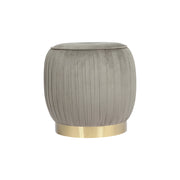Pouf contenitore Lyla in velluto grigio con base dorata