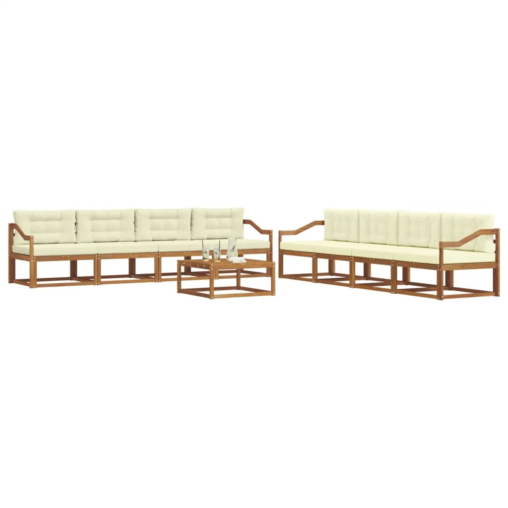 Set di divani da esterno con cuscino 9 pcs Naturale e Crema