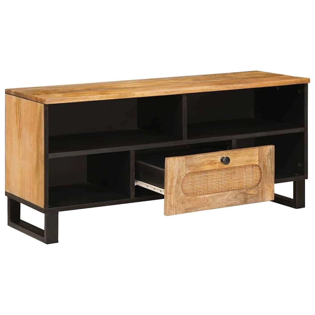 Mobile porta TV rettangolare moderno in stile minimalista 100 x 33 x 46 cm in legno di mango marrone 02_0057792