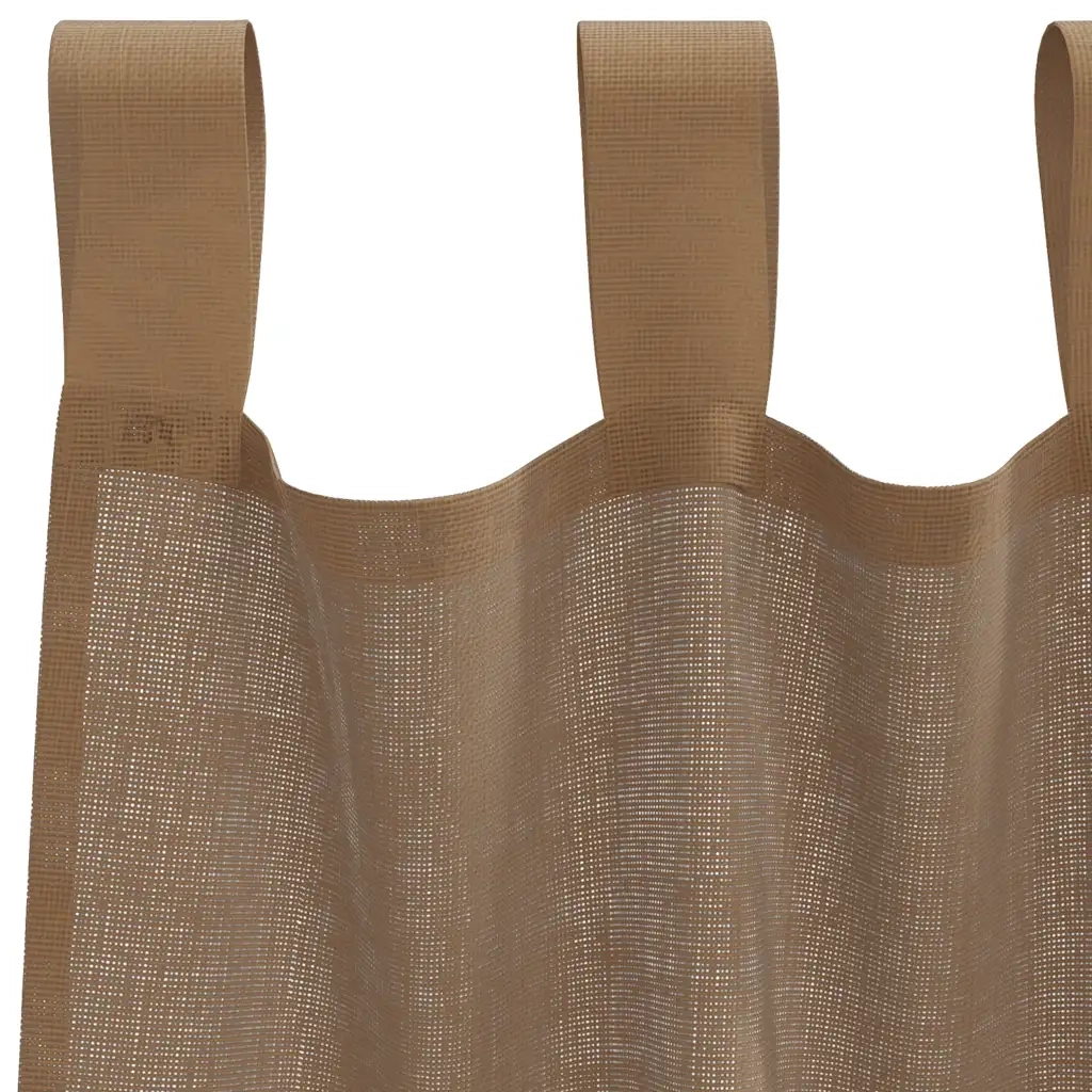 Tende in Voile con Passanti 2 pz Marrone Chiaro 140x260 cm