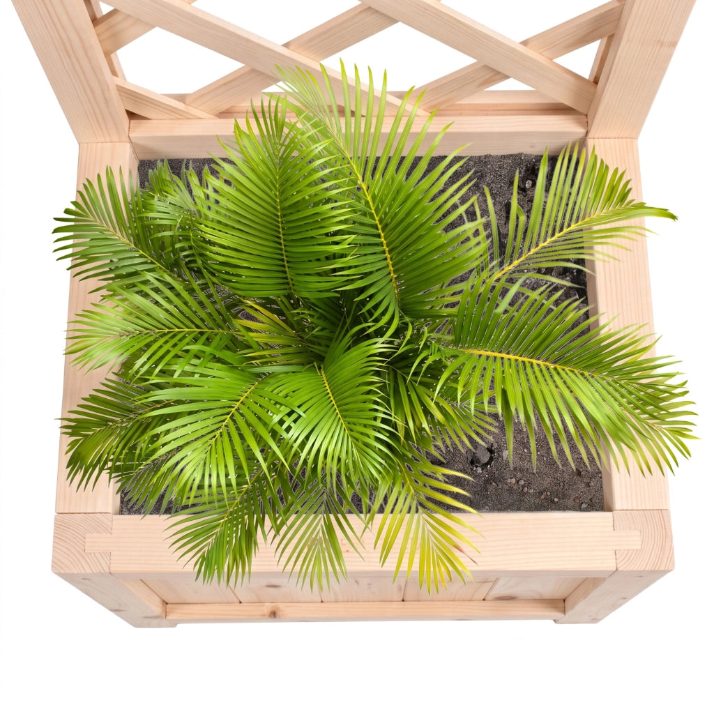 Rosy - Fioriera da Esterno con Grigliato 35x120x30 cm per Piante Rampicanti in Legno di Cedro Impregnato Natural Oak