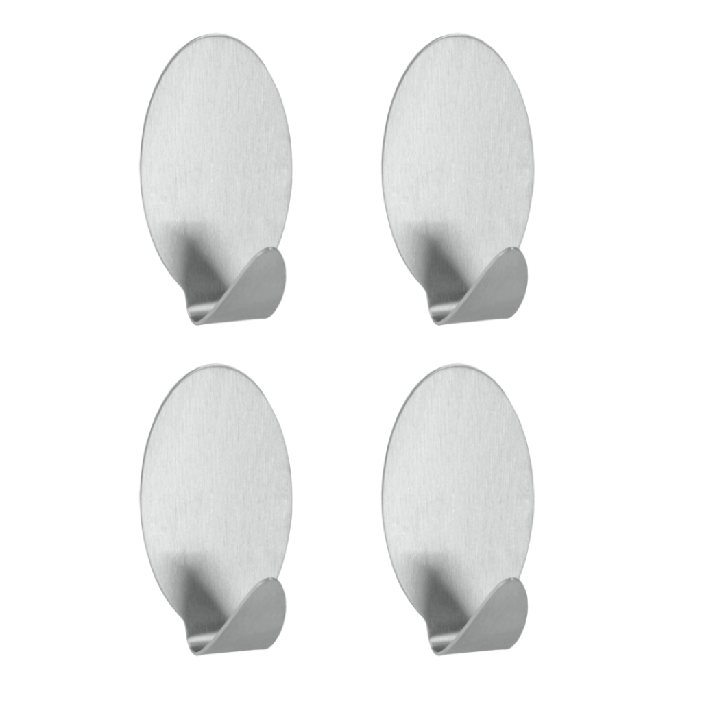 Set 4 Ganci Adesivi Ovali Inox Lilliput Inox - Metaltex