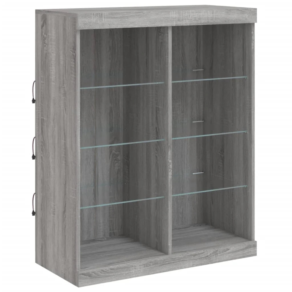 Buffet credenza cassettiera armadio mobile contenitore organizer per cucina soggiorno salotto con luci LED Sonoma 202 x 37 x 100 cm grigio 02_0030065