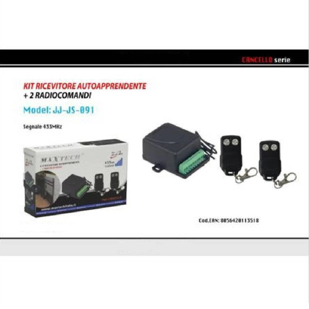 Trade Shop - Kit Ricevitore Autoapprendente+2 Radiocomandi Apertura Cancello Jj-js-091 Maxtech -