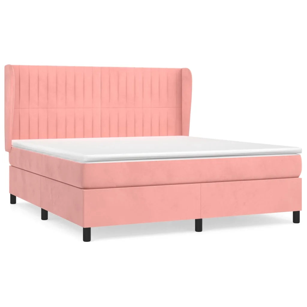 Giroletto a Molle con Materasso Rosa 160x200 cm in Velluto