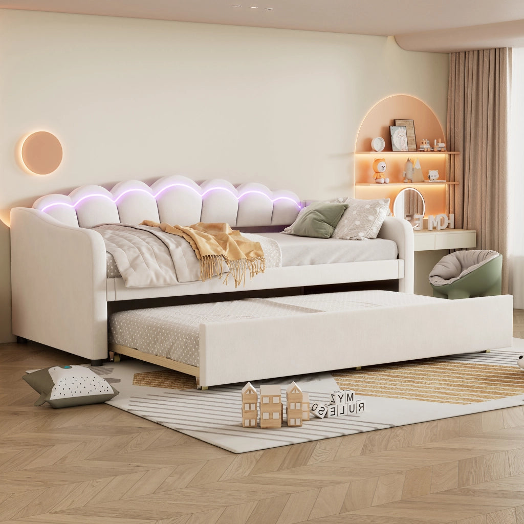 Tagesbett con letto estraibile velluto 90x200 cm