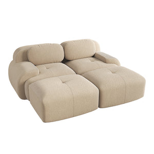 Divano 2 posti modulabile - Xylo - Con chaise longue, antiscivolo, braccioli ergonomici, beige