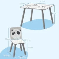 Set Tavolino e 2 Sedie per Bambini 3-8 Anni in MDF e Legno di Pino, Grigio