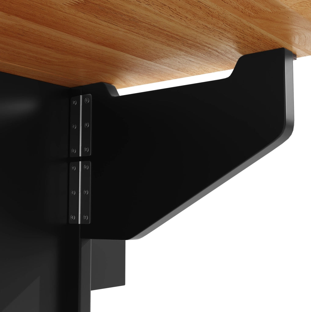 Isola da cucina mobile pieghevole con ruote; MDF e metallo; nera