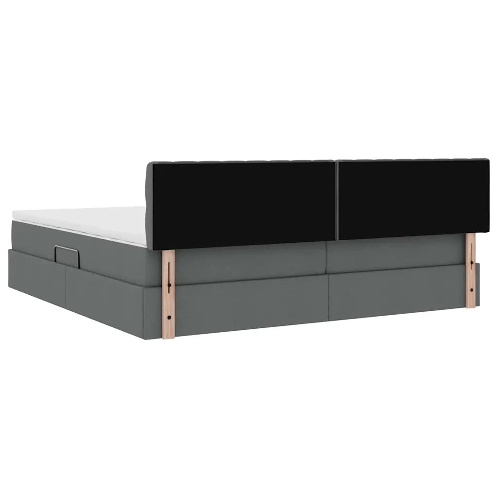 Letto con contenitore e materasso Grigio scuro 200 x 200 cm