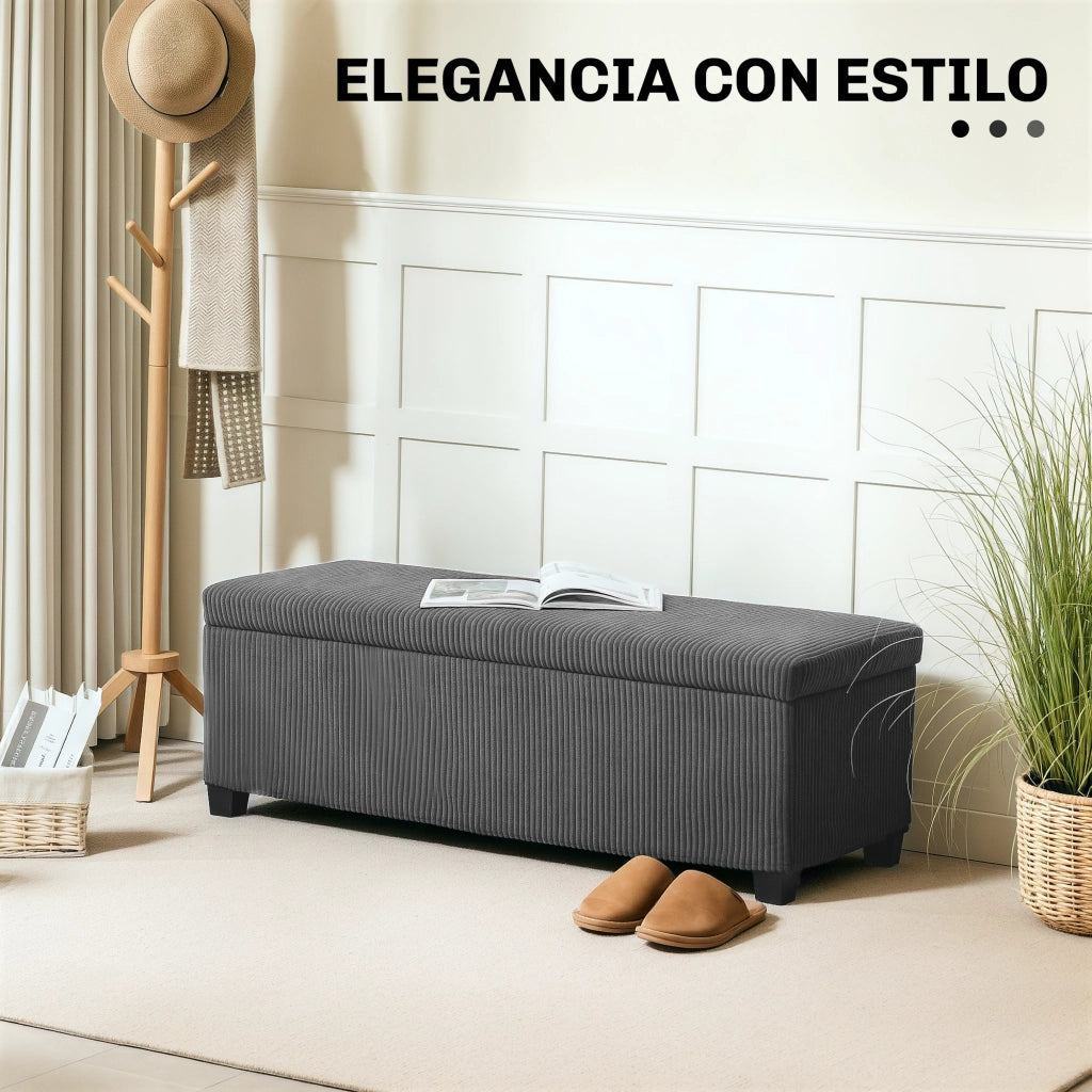 Pouf Contenitore Imbottito ¨C Zephmum ¨C Grigio 112x42x40 cm