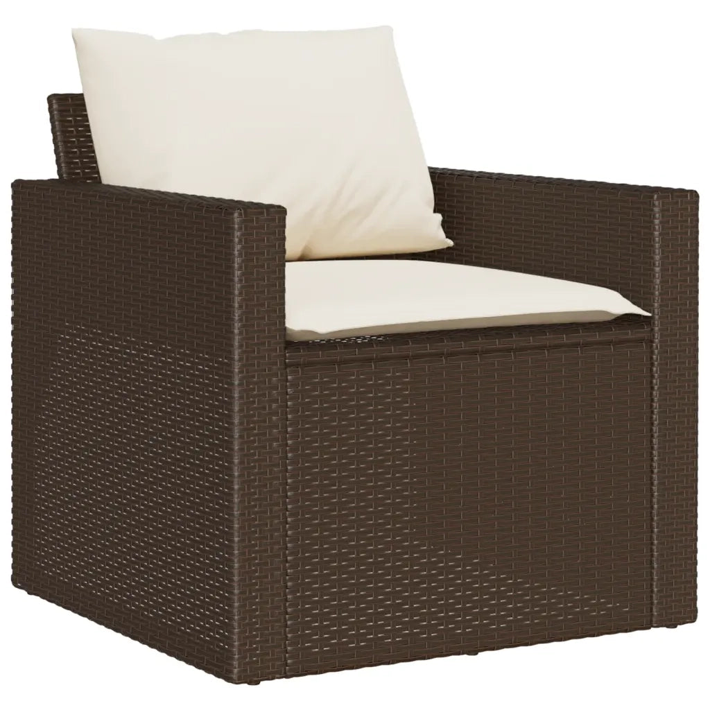 Set Divano da Giardino 6 pz con Cuscini Marrone in Polyrattan