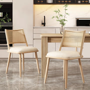 Set di 6 sedie da pranzo in rattan con seduta in PU; beige
