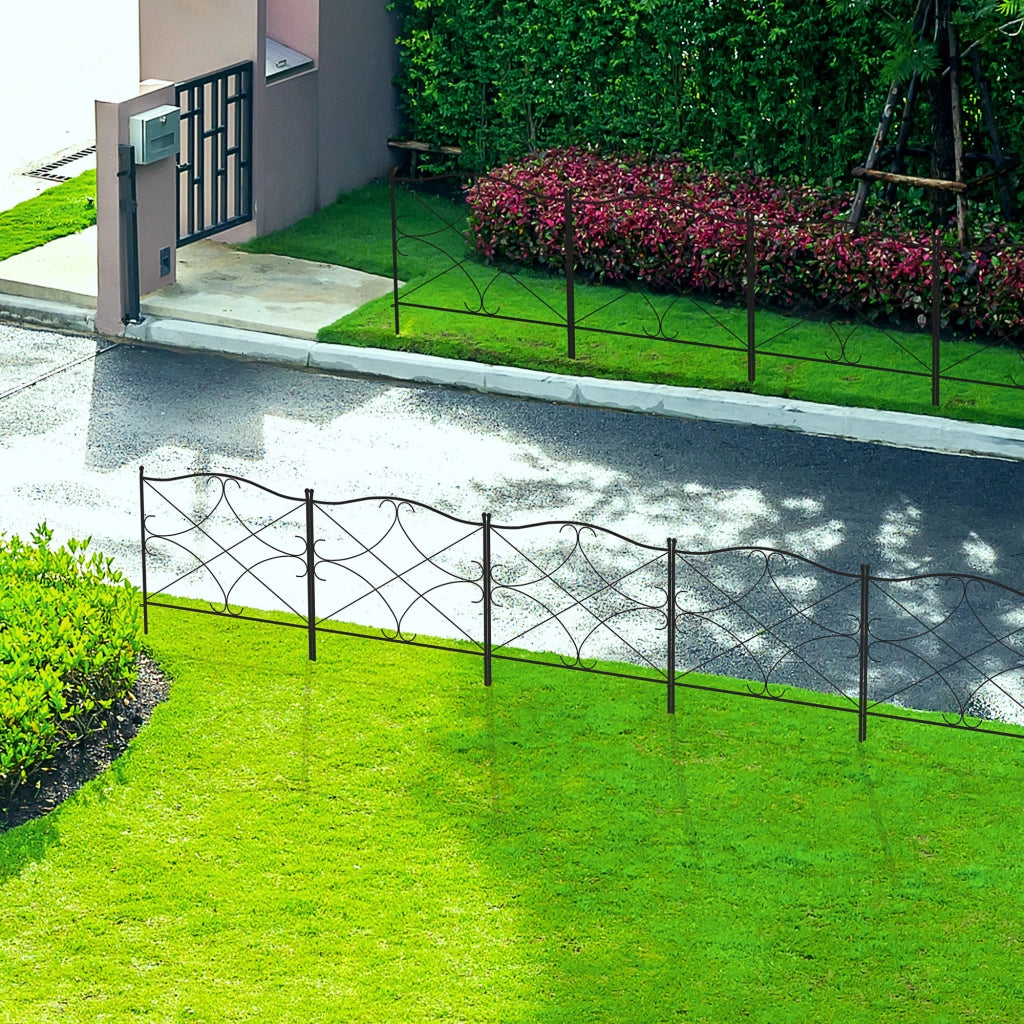 Recinzione Giardino 5 Pezzi ¨C Zephmum ¨C Nero Metallo 305x62 cm