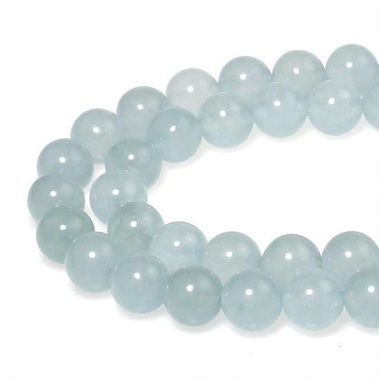 Kralen 6mm 60 pezzi giadate grigio azzurre con buco naturali per la creazione di accessori personalizzati come collane, bracciali e gioielli.