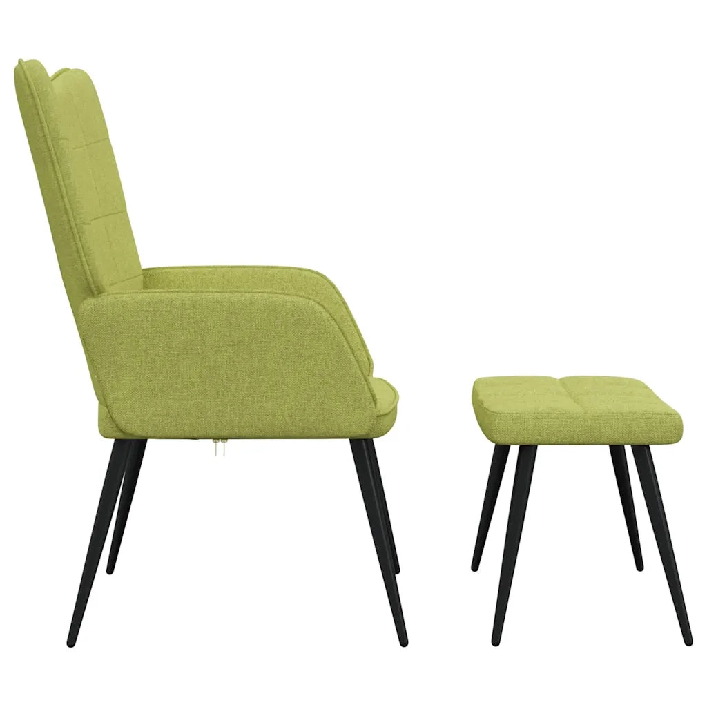 vidaXL Sedia Relax con Sgabello Verde in Tessuto