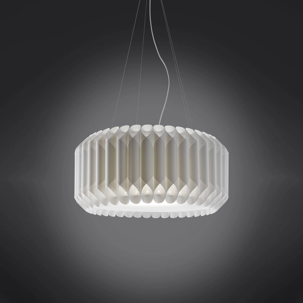 Sospensione Moderna Louise Polilux ® Bianco E Metallo Cromo 1 Luce E27 D60Cm