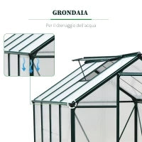 Serra da Giardino in Policarbonato Anti UV con Finestra e Porta Scorrevole, 190x252x201cm