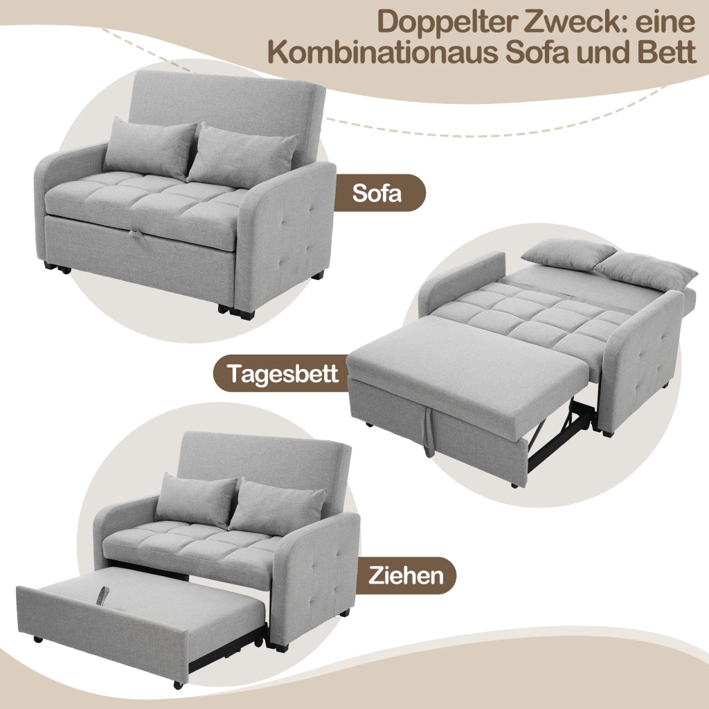 DIVANO LETTO pieghevole 127x180 cm Grigio Antico in lino e cotone