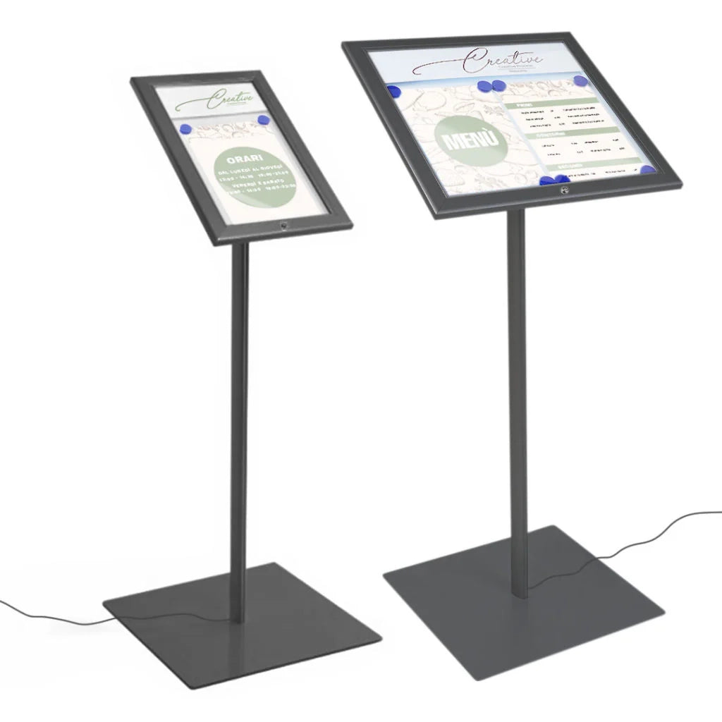 Leggio Menu per esterni Led Nero Ristoranti Alberghi Bed and Breakfast - 2 x A4 LED