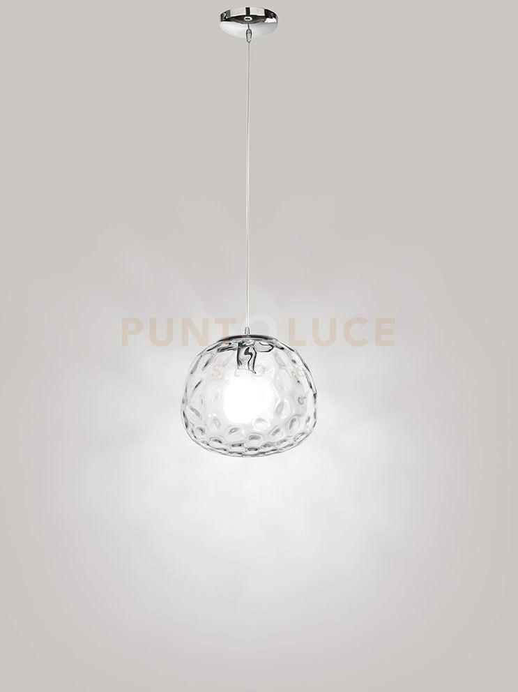 Sospensione vetro trasparente e cromo lucido Skin 1 luce attacco E27 d.30cm