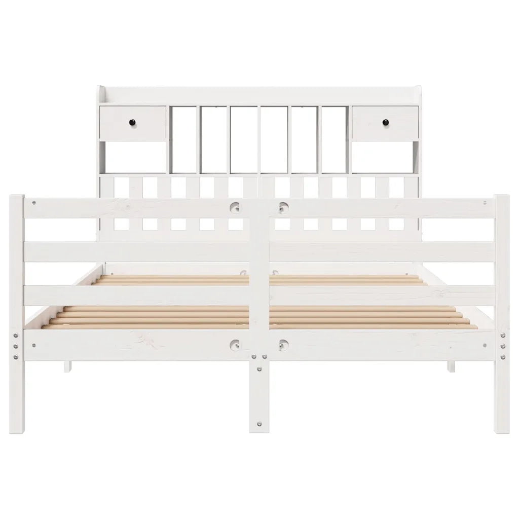 Letto Libreria senza Materasso Bianco 140x190 cm Legno di Pino 3321931