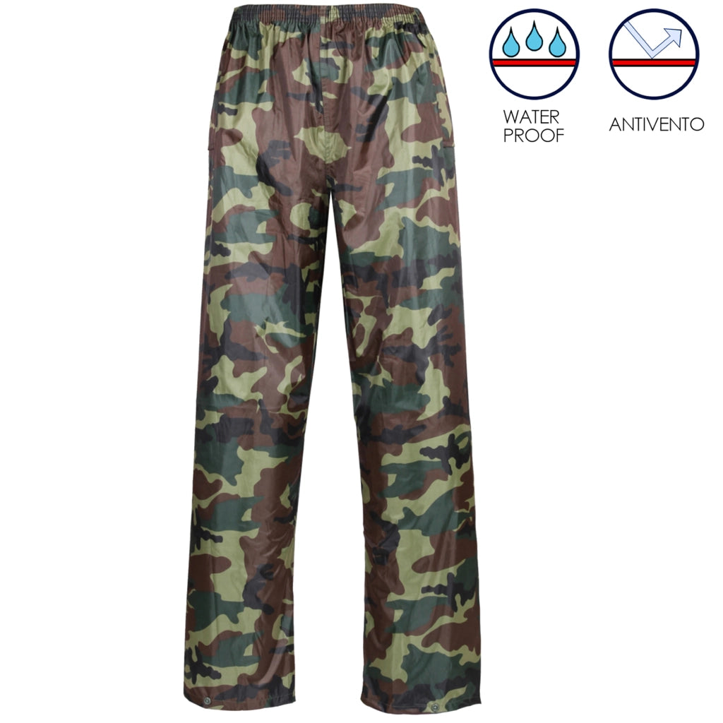 Pantalone impermeabile mimetico nylon misura m