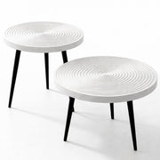 Set 2 Tavolini da Caffè Tondi Bianco Design Industrial Tavoli Soggiorno Rotondi