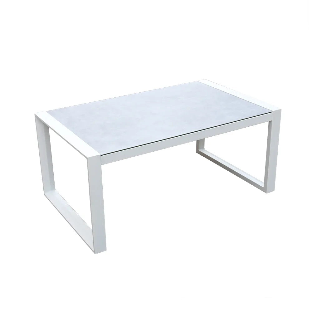Tempo Style - Salottino Lounge in alluminio MIKONOS PLUS bianco/grigio | Lounge da giardino con divano, tavolo, 2 poltrone e cuscini | Set di mobili da giardino in metallo da 5 persone