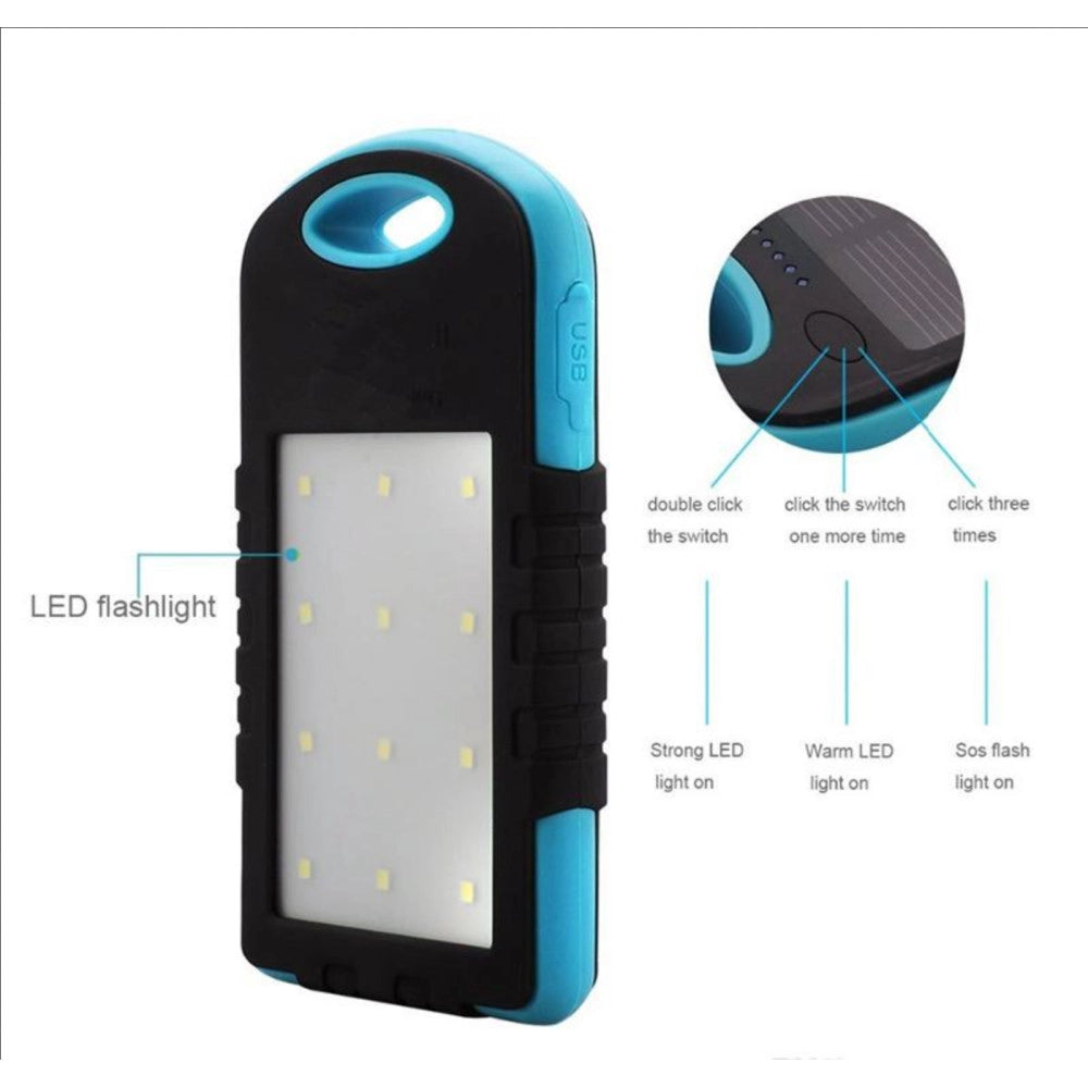 Trade Shop - Batteria Esterna Powerbank 8800 Mah Solare Luce Led Caricatore Smartphone -