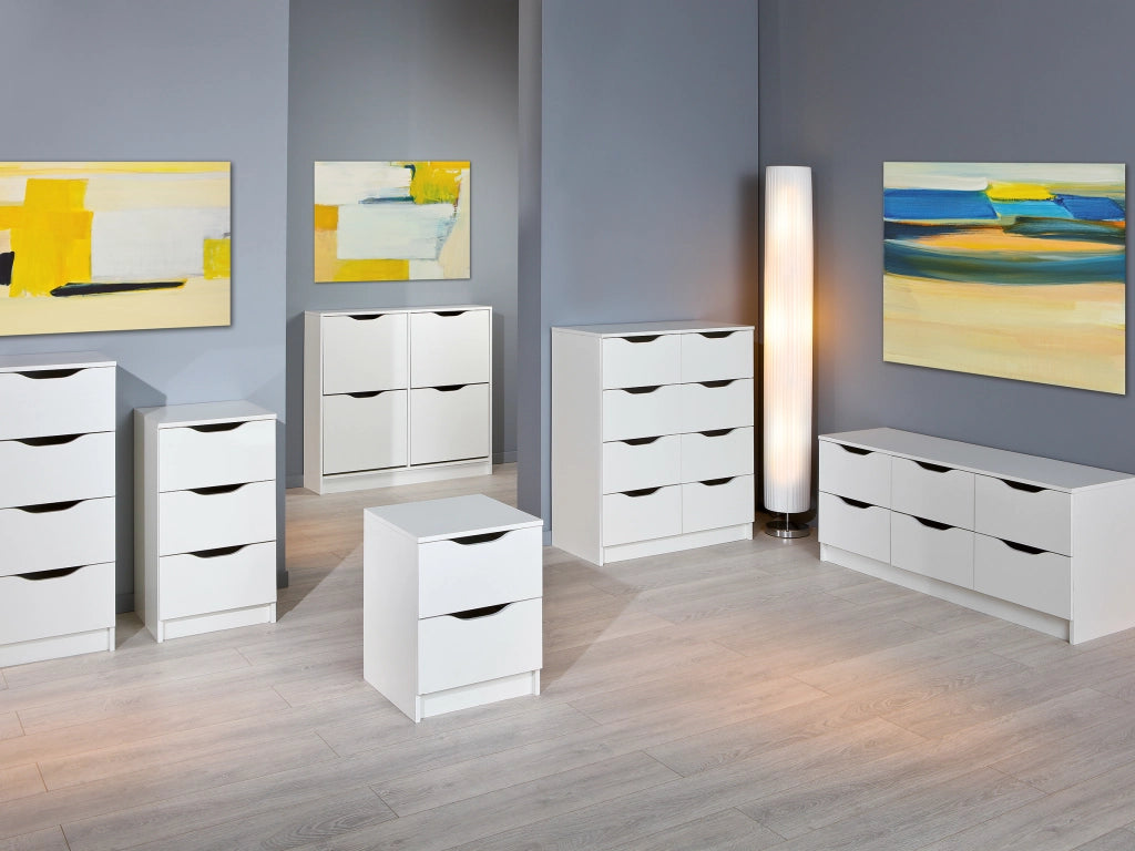 SCARPIERA WESTPHALEN 4 VANI 100x25x90H STRUTTURA IN LAMINATO VERNICIATO BIANCO