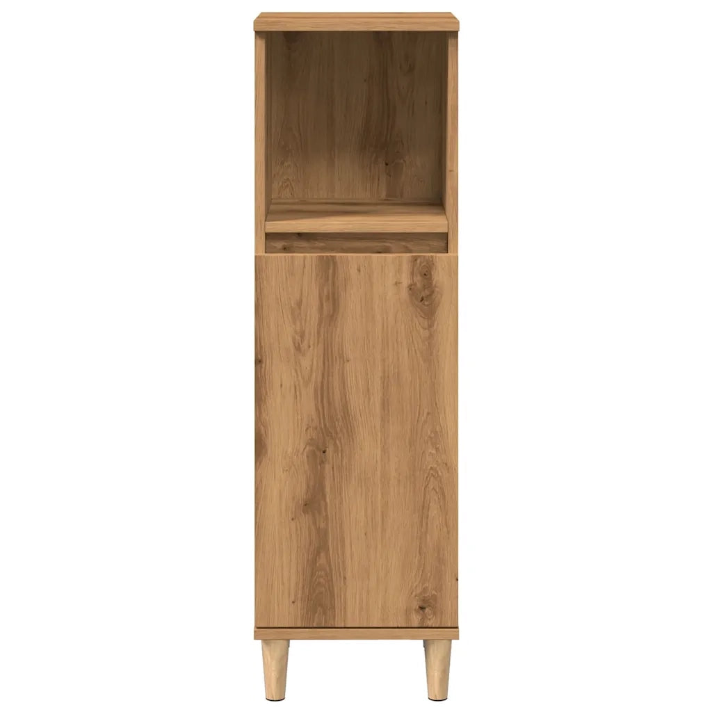 Mobiletto da bagno in rovere realizzato a mano 30 x 30 x 100 cm con spazio contenitivo ottimizzato design moderno in legno di rovere 02_0051037