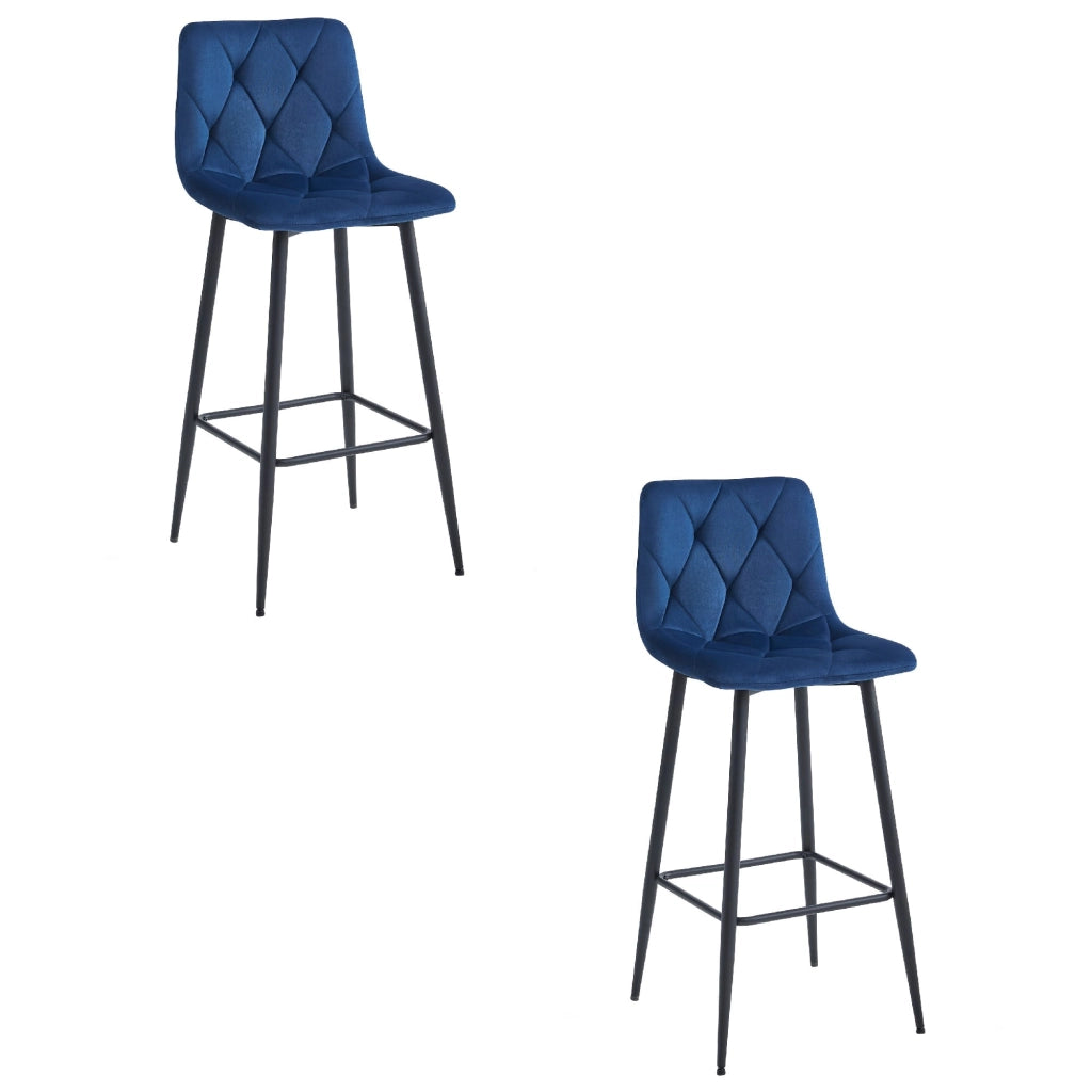 Sgabello Valora KODA in velluto blu navy con gambe nere x2