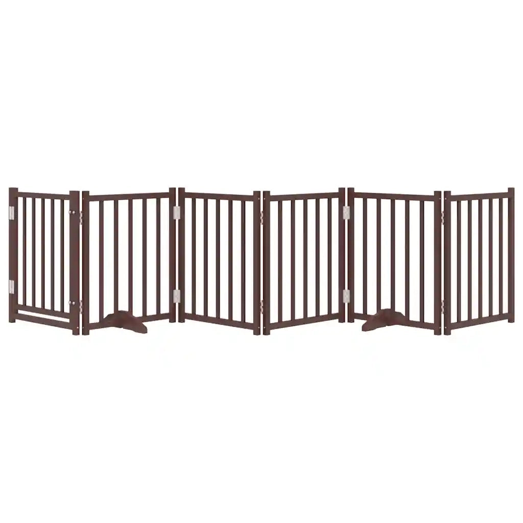 vidaXL Cancello Cani Pieghevole Marrone 6Pannelli 300cm Massello Abete