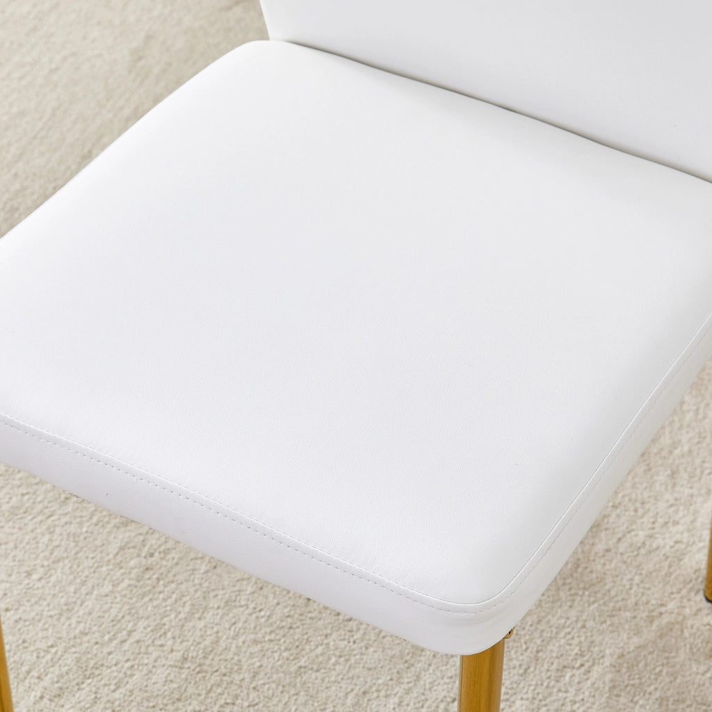 Set 4 Sedie da Pranzo ¨C Xylo ¨C PU Bianco con Gambe Dorate in Metallo