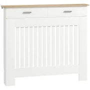 Copritermosifone a Doghe Antiribaltamento con Cassetto Portaoggetti, in Legno, 112x19x97 cm, Bianco