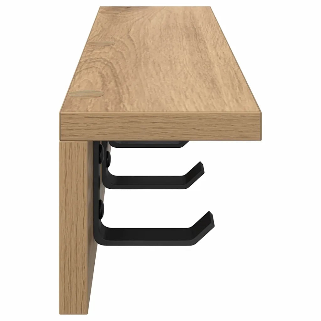 vidaXL Appendiabiti a muro rovere artigianale 40 x 10.5 x 10.5 cm