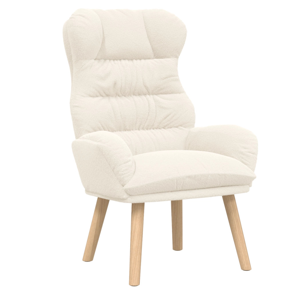 Poltrona Rilassante  in Tessuto Simil Lana Riccio Color Crema