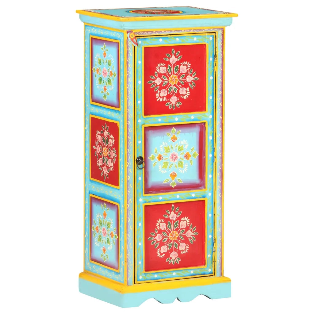 Credenza Alta Dipinta a Mano 40x30x90 cm in Massello di Mango
