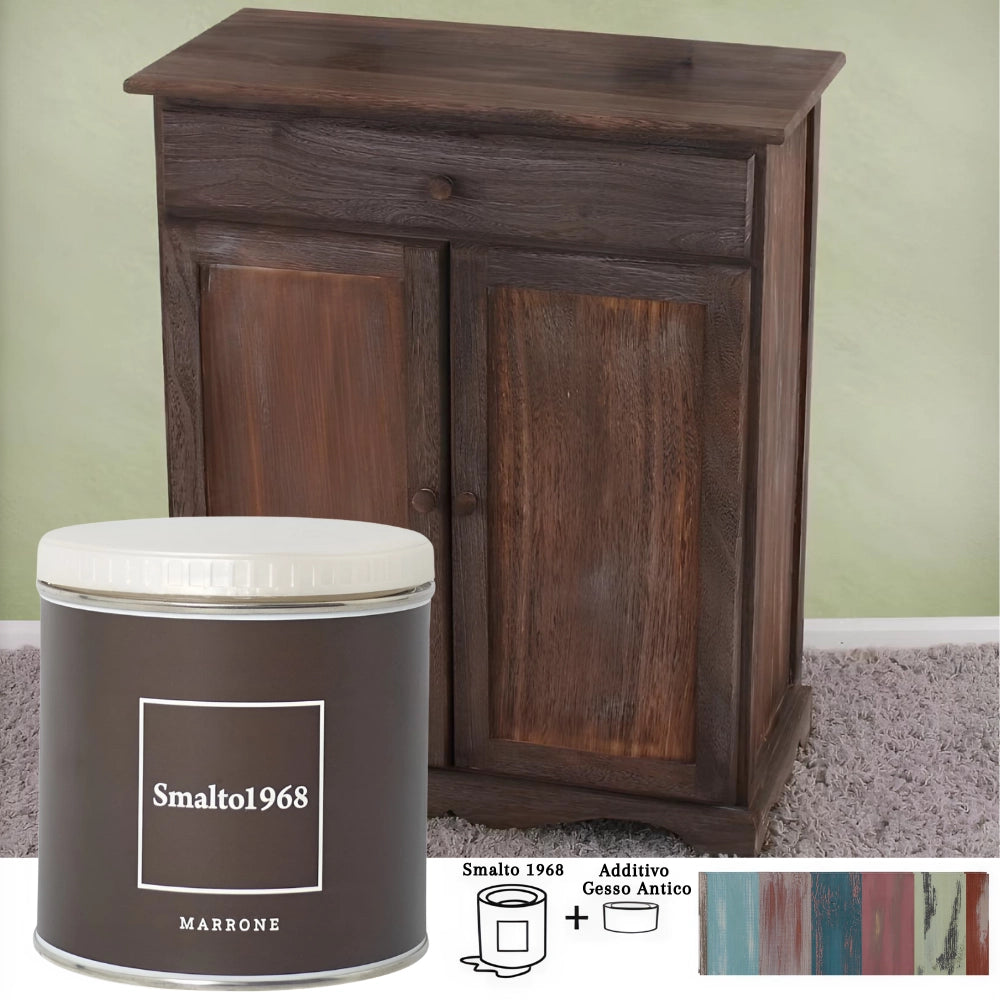 Smalto1968 base acqua gesso antico shabby chic finitura opaca multicolore l 0.5 *** colore- marrone, confezione 1