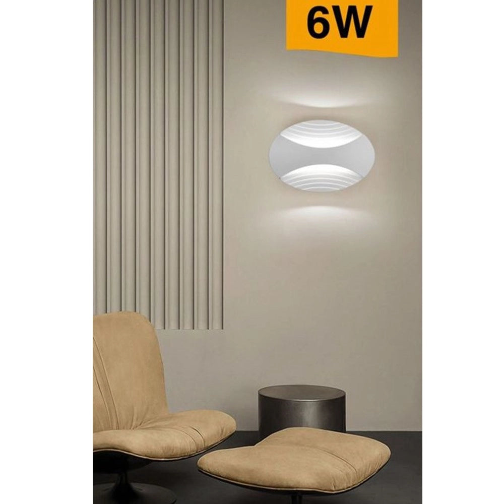 Trade Shop - Applique A Muro Doppia Emissione 6w A Led Lampada Ovale 3 Modalità Luce Aq15-b3c -