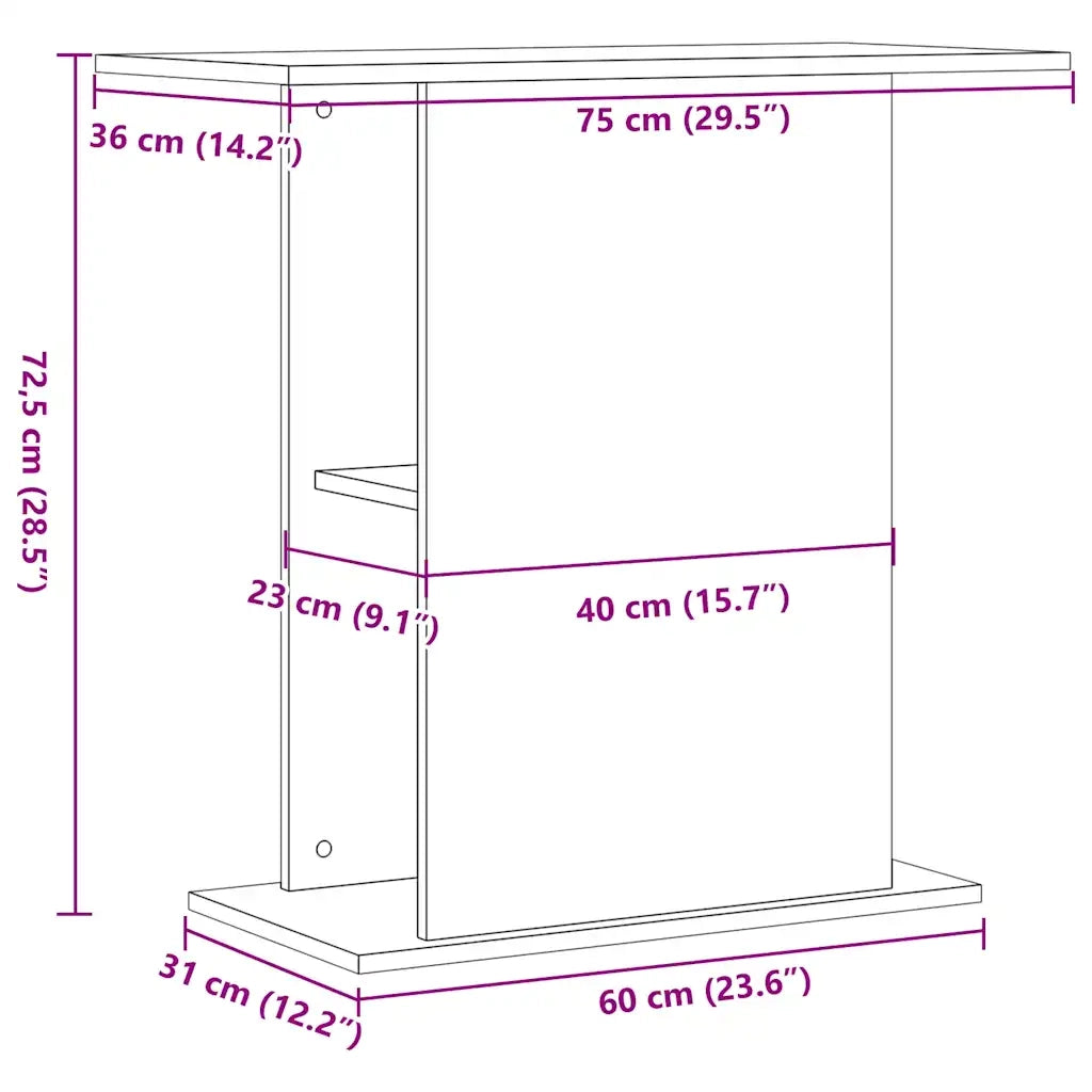 Supporto per acquario in rovere nero 75x36x72,5 cm in legno ingegnerizzato CFW7710645