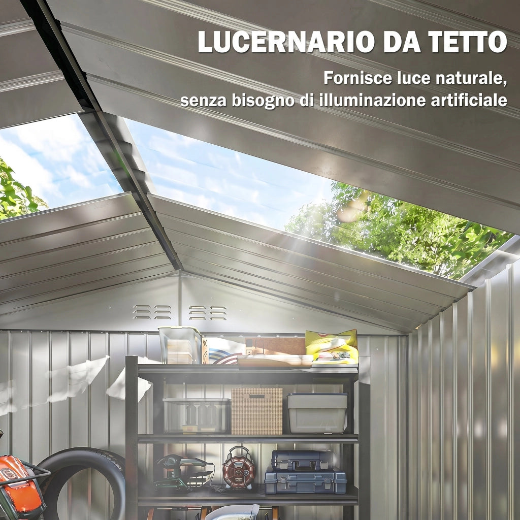 Casetta da Giardino in Metallo ¨C Zephmum ¨C Grigio Scuro 277x195x192 cm
