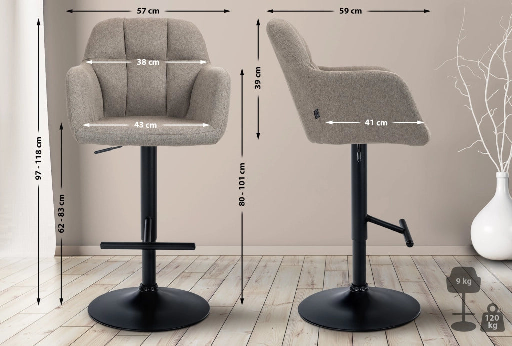 Barhocker Natoma Stoff schwarz